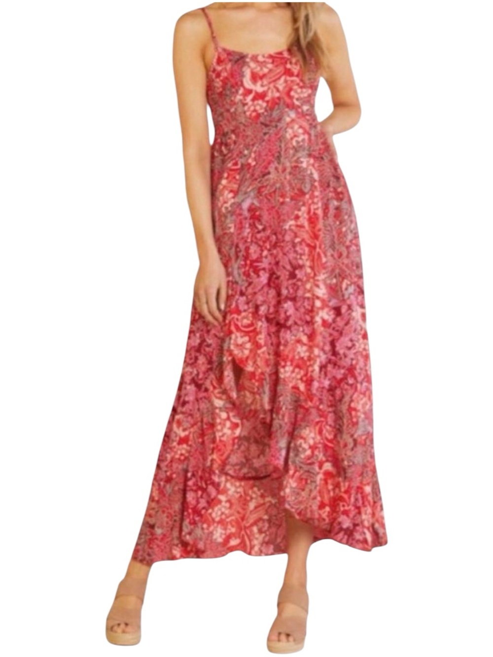 FREE PEOPLE Intimately Forever Yours Boho Red Print Maxi Dress